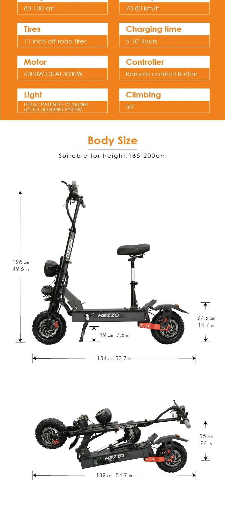 Electric Scooter 60V 6000W Dual Motor 45Ah High Speed Long Distance Foldable Off-road Two-wheel Electric Scooter