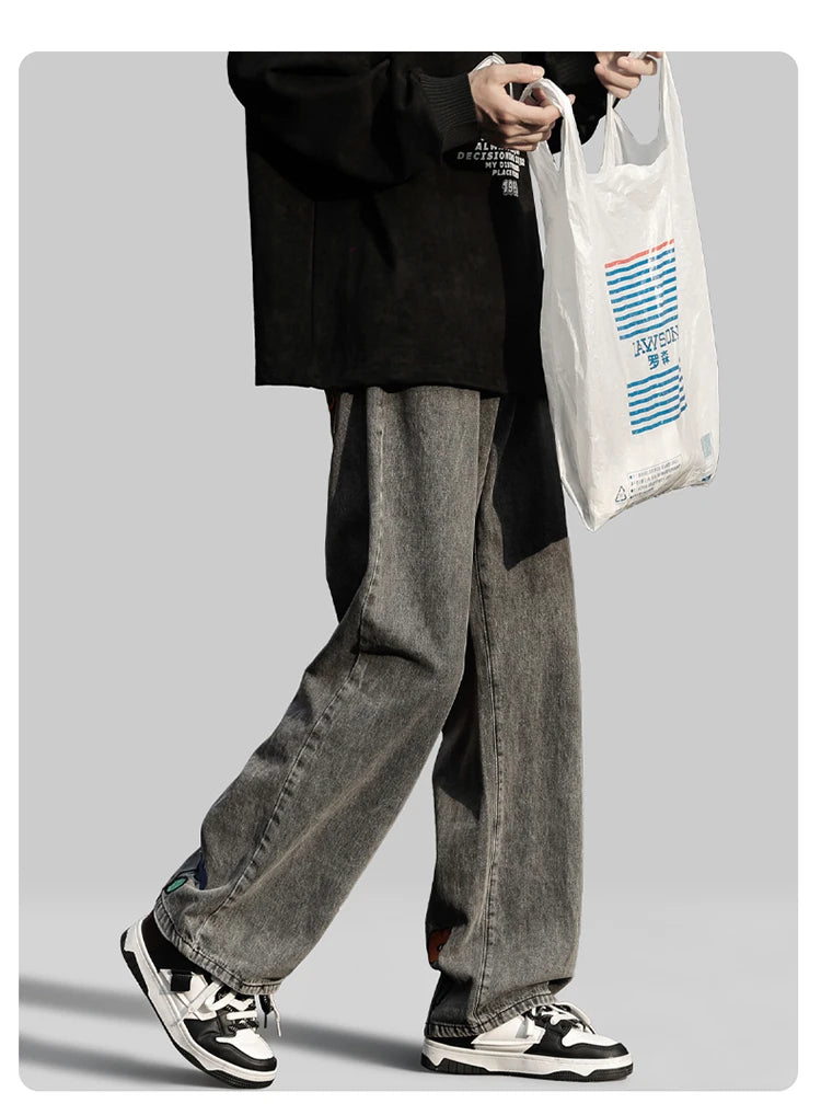 Men Jeans Wide Leg Denim pants Loose Straight Baggy Men's Jeans hip hop Streetwear Skateboard Neutral denim Trousers Cargo jeans