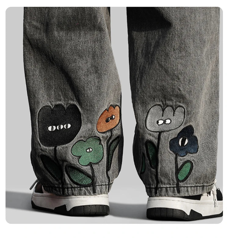 Men Jeans Wide Leg Denim pants Loose Straight Baggy Men's Jeans hip hop Streetwear Skateboard Neutral denim Trousers Cargo jeans