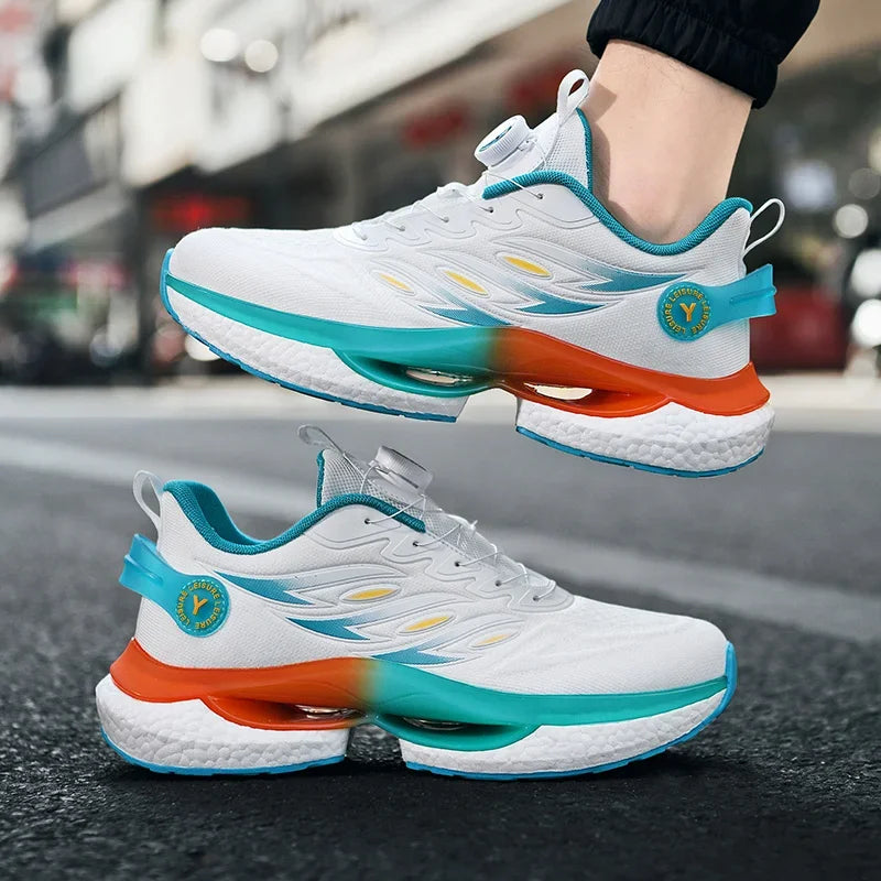 2025 Trendy Chunky Running Shoes New Rotary Buckle Men Women Thick Bottom Jogging Footwear Couple Street Style Male Sneakers