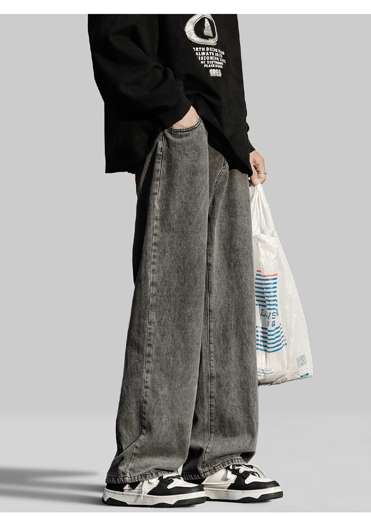 Men Jeans Wide Leg Denim pants Loose Straight Baggy Men's Jeans hip hop Streetwear Skateboard Neutral denim Trousers Cargo jeans