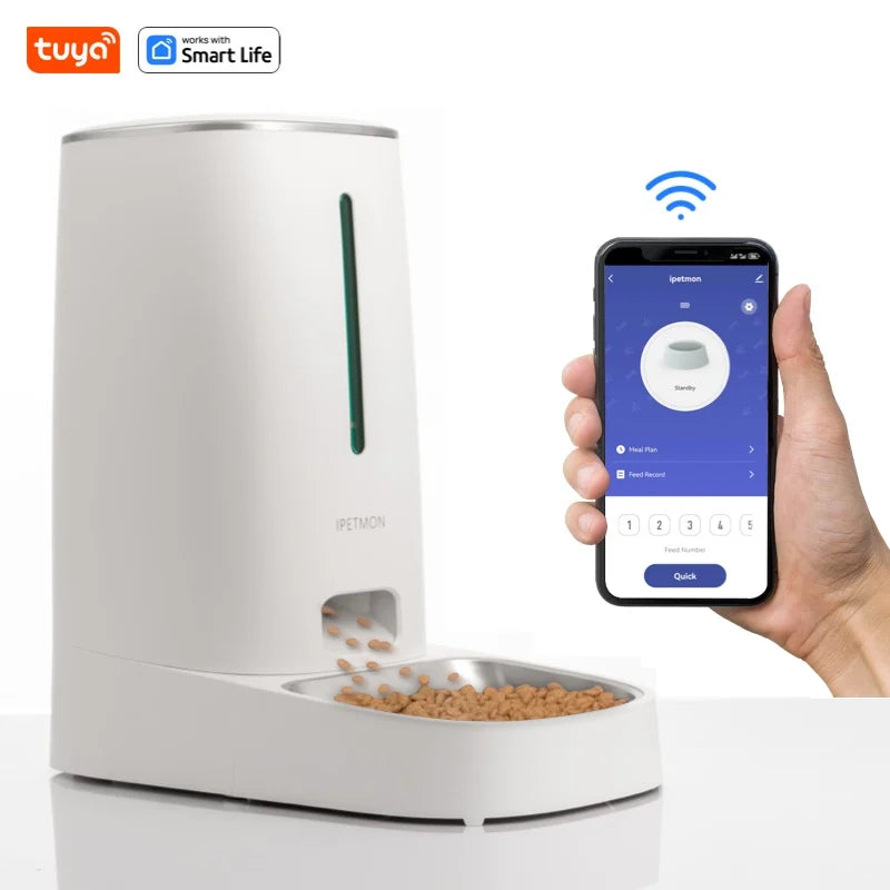 4L Automatic Pet Feeder for1/2Cats,WiFi Smart Feed Automatic Pet Feeder for Cats& Dogs,Timed Pet Food Dispenser with APP Control