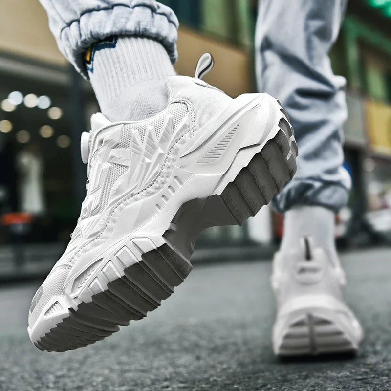 2025 Trendy Chunky Running Shoes New Rotary Buckle Men Women Thick Bottom Jogging Footwear Couple Street Style Male Sneakers
