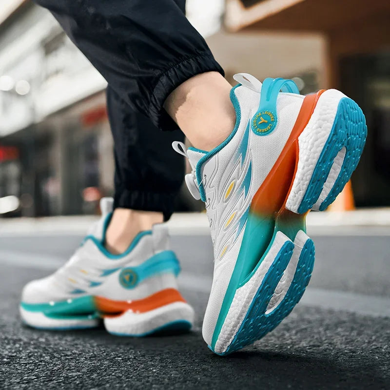 2025 Trendy Chunky Running Shoes New Rotary Buckle Men Women Thick Bottom Jogging Footwear Couple Street Style Male Sneakers