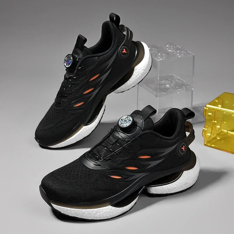 2025 Trendy Chunky Running Shoes New Rotary Buckle Men Women Thick Bottom Jogging Footwear Couple Street Style Male Sneakers