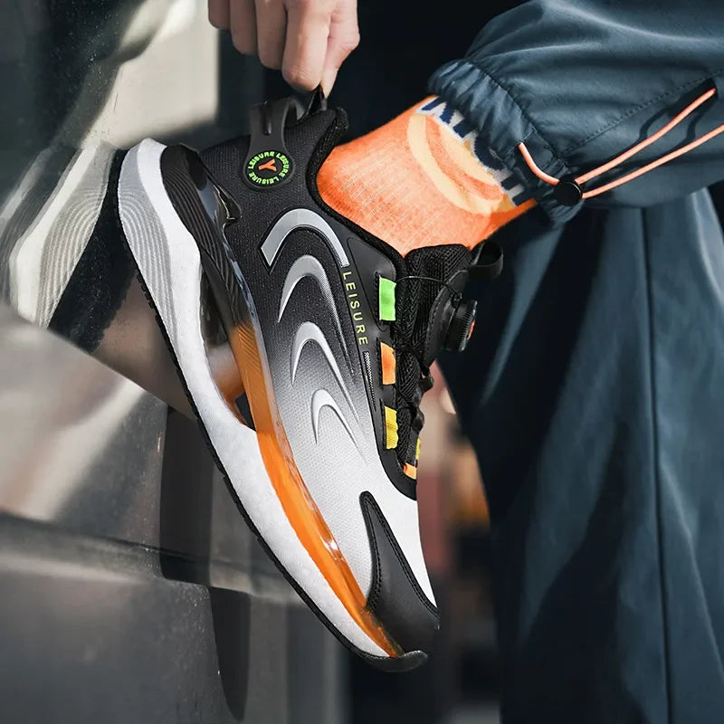 2025 Trendy Chunky Running Shoes New Rotary Buckle Men Women Thick Bottom Jogging Footwear Couple Street Style Male Sneakers