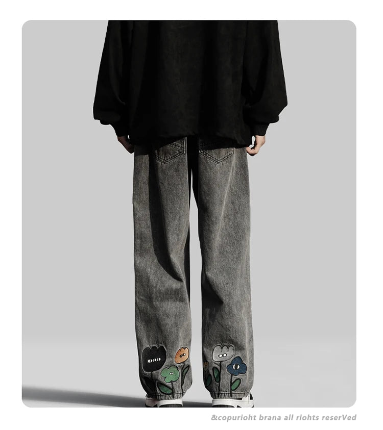Men Jeans Wide Leg Denim pants Loose Straight Baggy Men's Jeans hip hop Streetwear Skateboard Neutral denim Trousers Cargo jeans