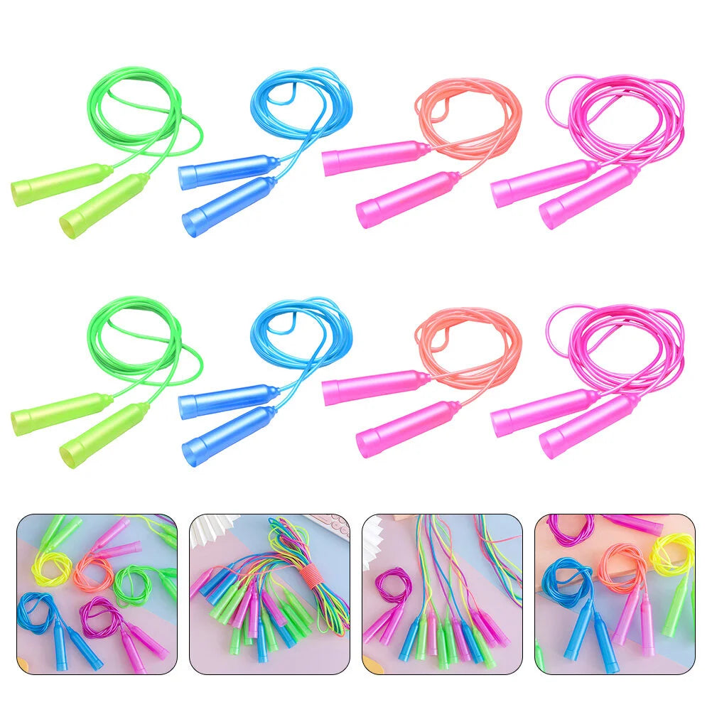 8Pcs Colorful Plastic Skipping Rope Kid Toys Toddler Outdoor Major Exercising Kids Jump Ropes Abs Fitness Rope (Random Color)