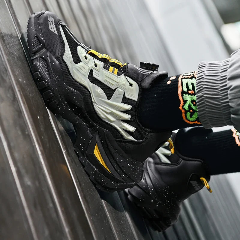 2025 Trendy Chunky Running Shoes New Rotary Buckle Men Women Thick Bottom Jogging Footwear Couple Street Style Male Sneakers