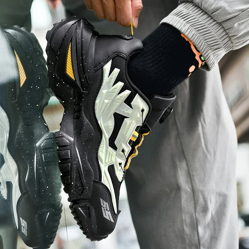 2025 Trendy Chunky Running Shoes New Rotary Buckle Men Women Thick Bottom Jogging Footwear Couple Street Style Male Sneakers