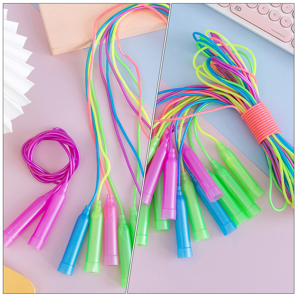 8Pcs Colorful Plastic Skipping Rope Kid Toys Toddler Outdoor Major Exercising Kids Jump Ropes Abs Fitness Rope (Random Color)