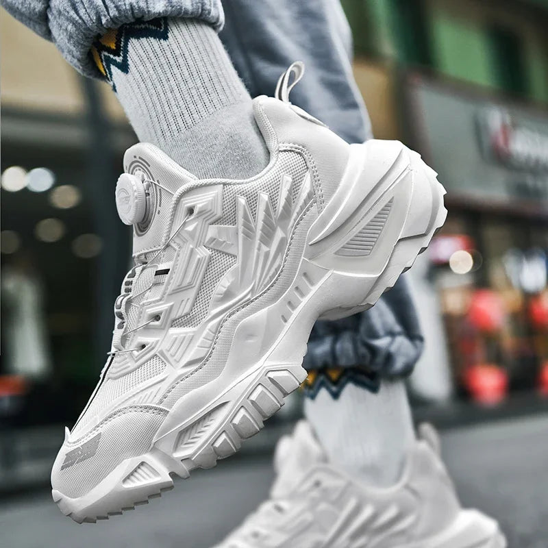 2025 Trendy Chunky Running Shoes New Rotary Buckle Men Women Thick Bottom Jogging Footwear Couple Street Style Male Sneakers