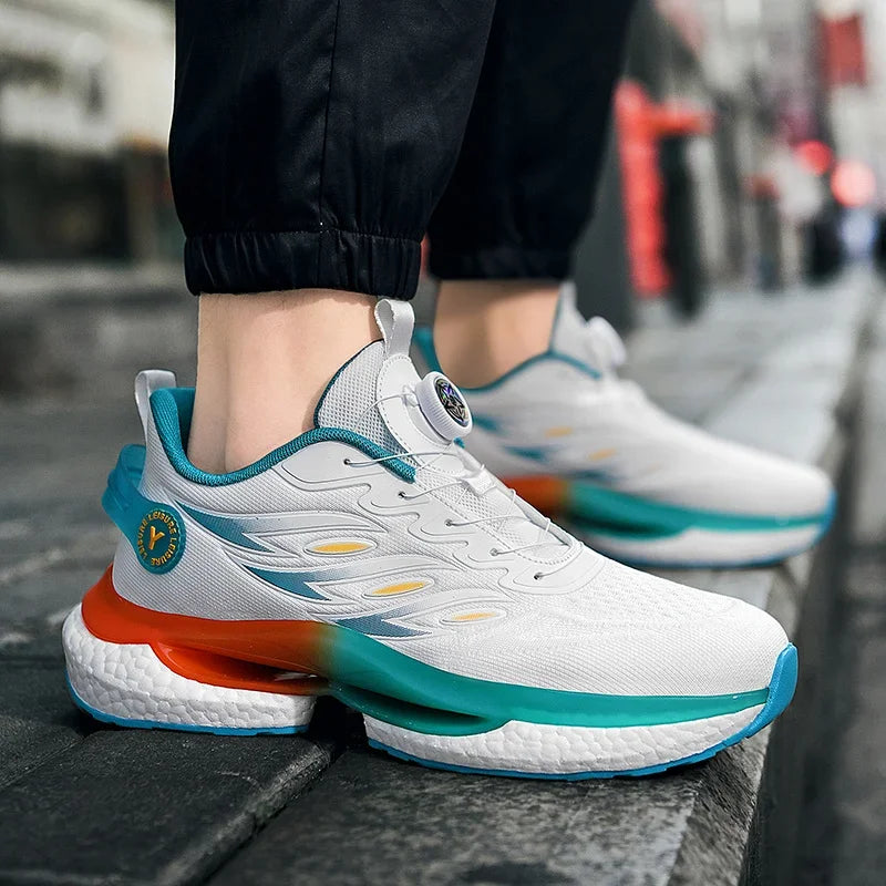 2025 Trendy Chunky Running Shoes New Rotary Buckle Men Women Thick Bottom Jogging Footwear Couple Street Style Male Sneakers