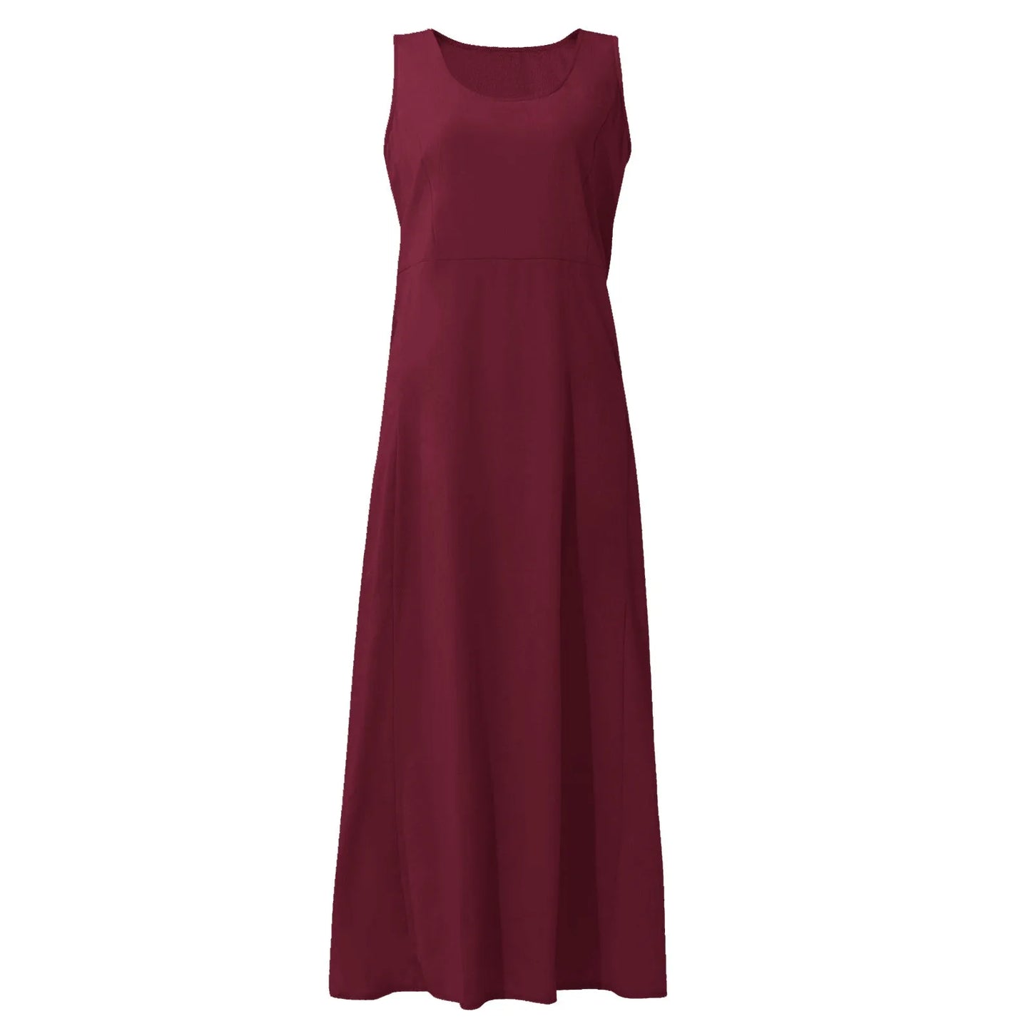 Women Cotton linen dress Fashion Simple beach dresses Solid Color Sleeveless Long skirt With pocket vestidos veranos moda 2024