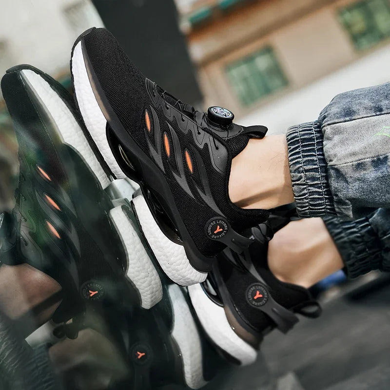 2025 Trendy Chunky Running Shoes New Rotary Buckle Men Women Thick Bottom Jogging Footwear Couple Street Style Male Sneakers