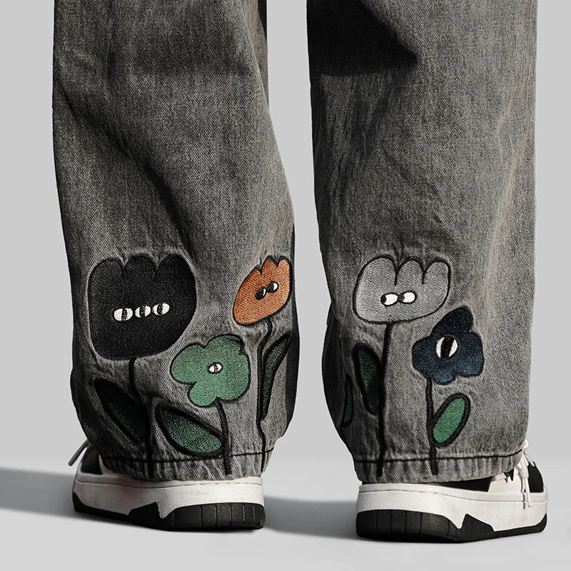 Men Jeans Wide Leg Denim pants Loose Straight Baggy Men's Jeans hip hop Streetwear Skateboard Neutral denim Trousers Cargo jeans