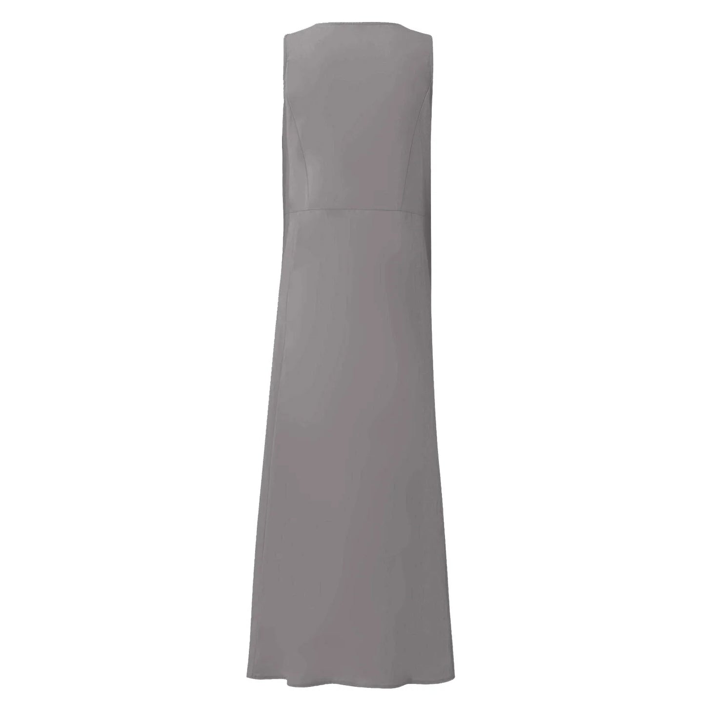 Women Cotton linen dress Fashion Simple beach dresses Solid Color Sleeveless Long skirt With pocket vestidos veranos moda 2024