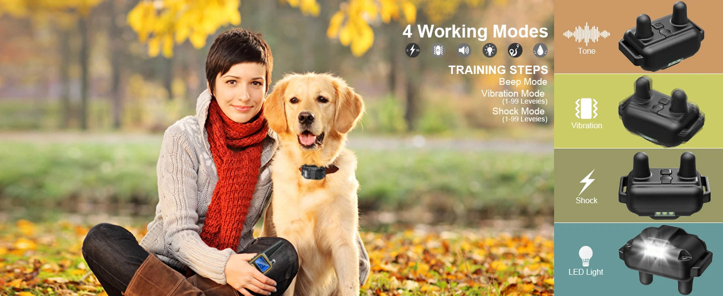 Smart Dog Shock Collar Dog Training Collar with Remote Innovative Upgraded IPX7 Waterproof Electric Collar with 3 Training Modes