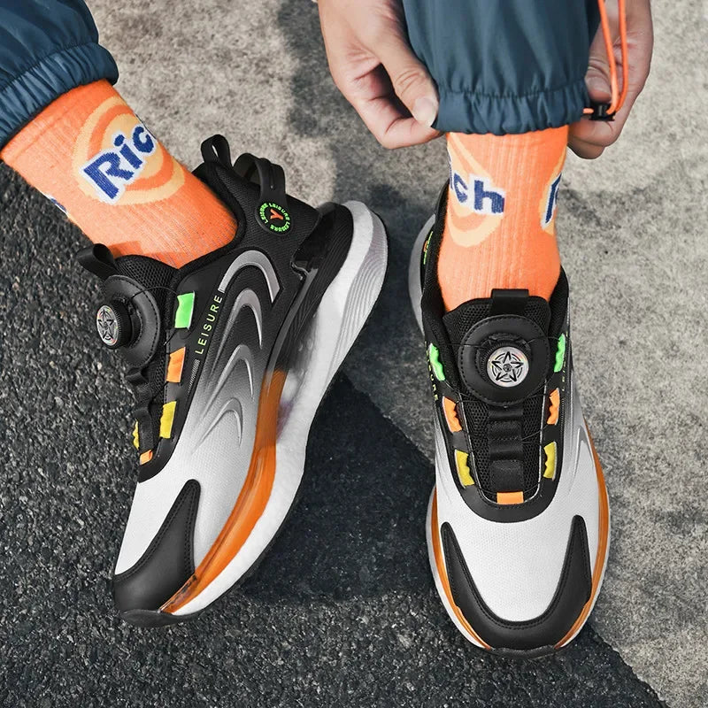 2025 Trendy Chunky Running Shoes New Rotary Buckle Men Women Thick Bottom Jogging Footwear Couple Street Style Male Sneakers