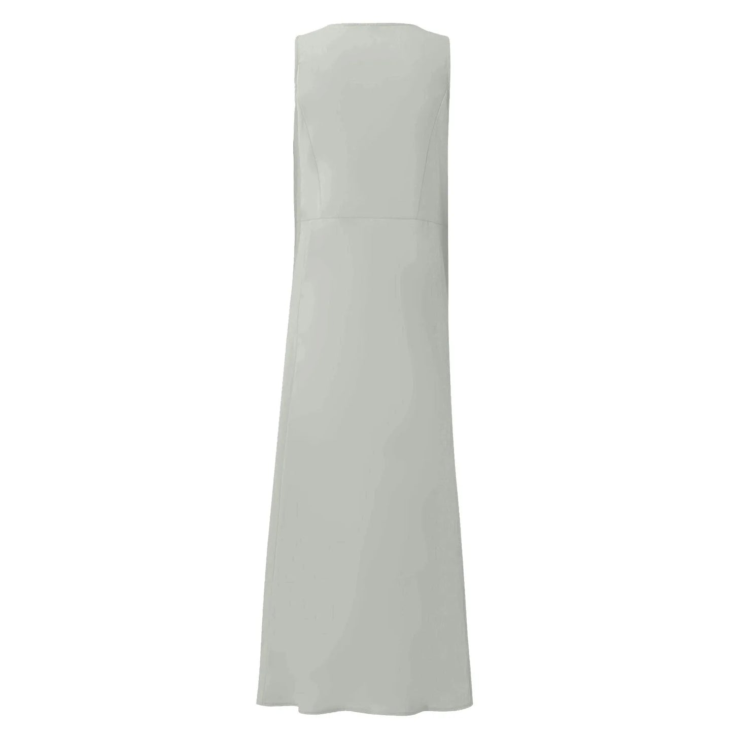 Women Cotton linen dress Fashion Simple beach dresses Solid Color Sleeveless Long skirt With pocket vestidos veranos moda 2024