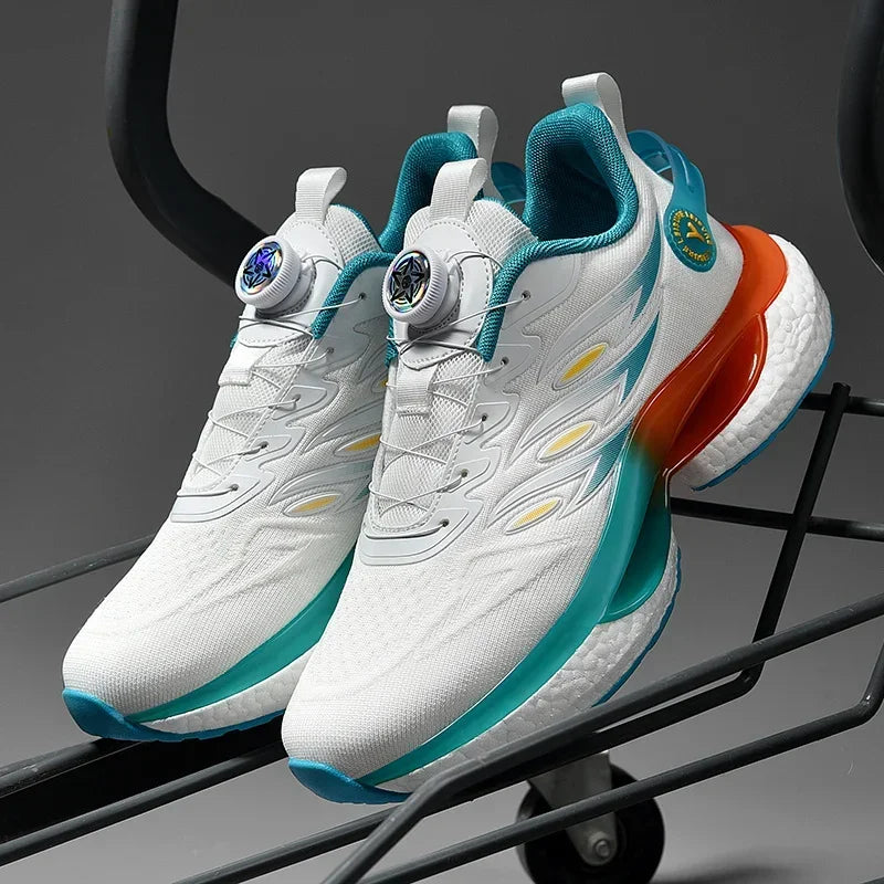 2025 Trendy Chunky Running Shoes New Rotary Buckle Men Women Thick Bottom Jogging Footwear Couple Street Style Male Sneakers
