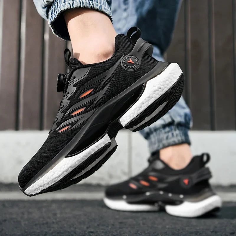 2025 Trendy Chunky Running Shoes New Rotary Buckle Men Women Thick Bottom Jogging Footwear Couple Street Style Male Sneakers