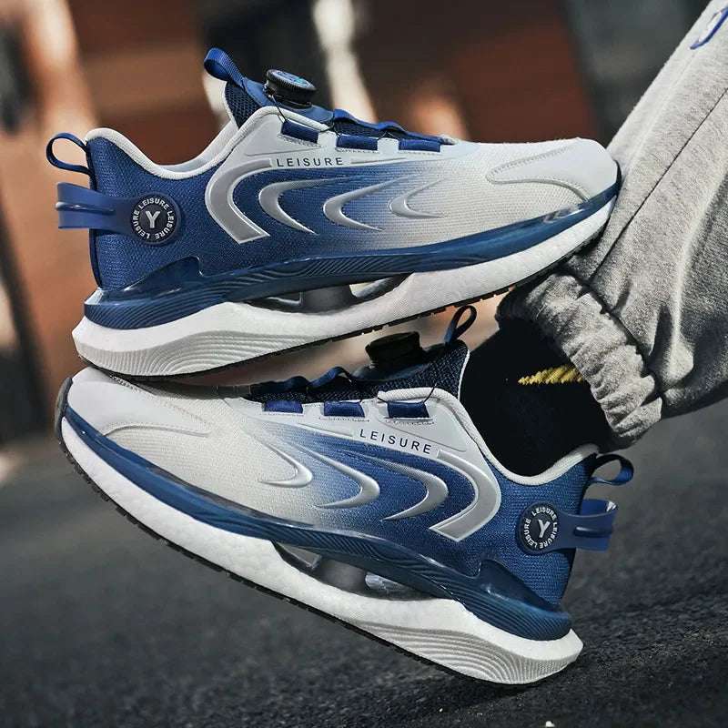 2025 Trendy Chunky Running Shoes New Rotary Buckle Men Women Thick Bottom Jogging Footwear Couple Street Style Male Sneakers