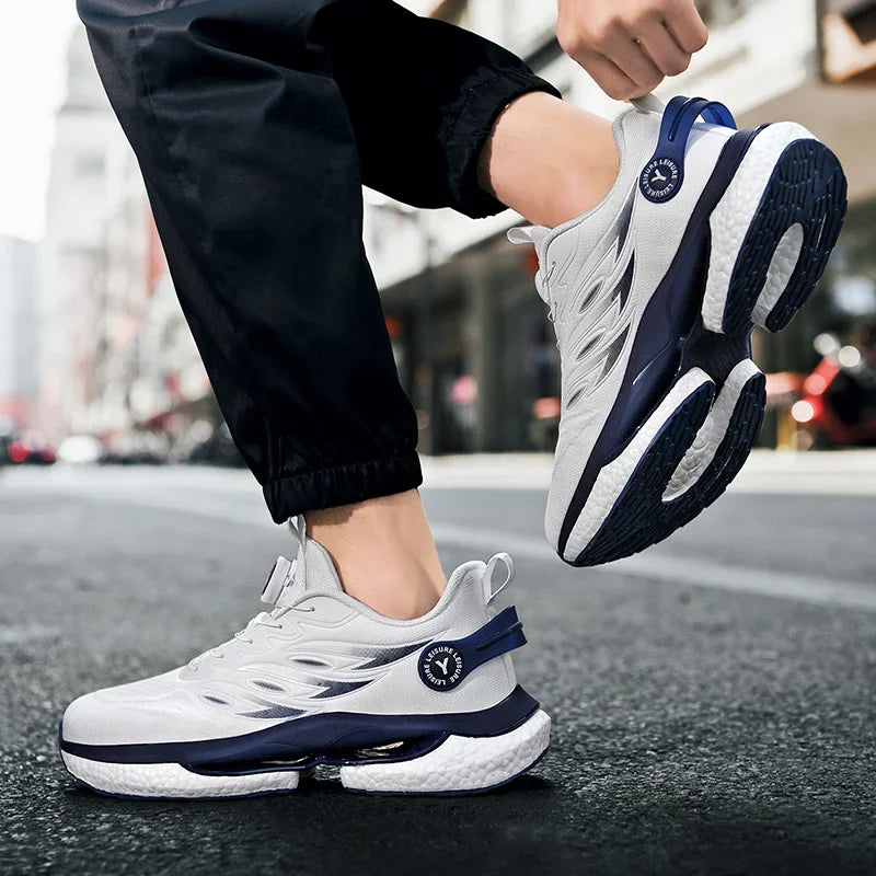 2025 Trendy Chunky Running Shoes New Rotary Buckle Men Women Thick Bottom Jogging Footwear Couple Street Style Male Sneakers