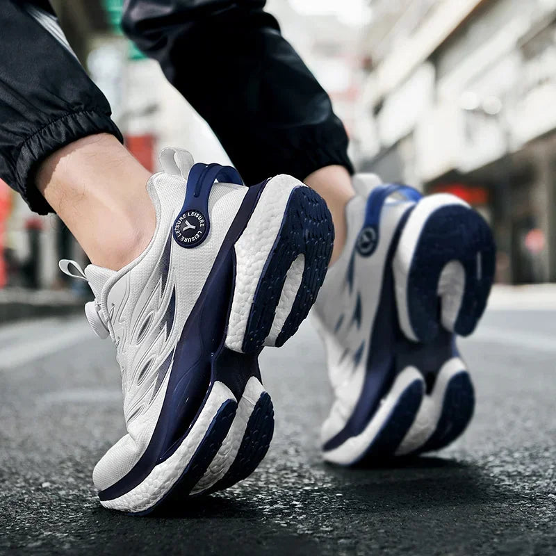 2025 Trendy Chunky Running Shoes New Rotary Buckle Men Women Thick Bottom Jogging Footwear Couple Street Style Male Sneakers