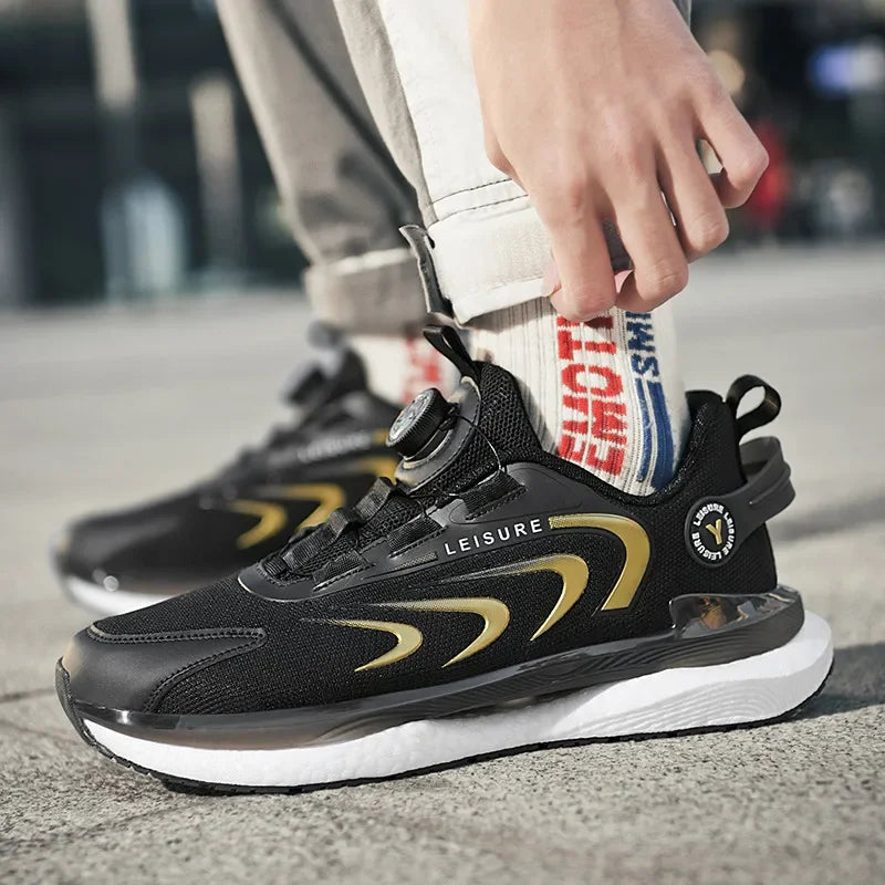 2025 Trendy Chunky Running Shoes New Rotary Buckle Men Women Thick Bottom Jogging Footwear Couple Street Style Male Sneakers