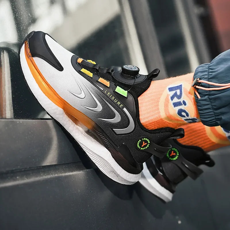 2025 Trendy Chunky Running Shoes New Rotary Buckle Men Women Thick Bottom Jogging Footwear Couple Street Style Male Sneakers