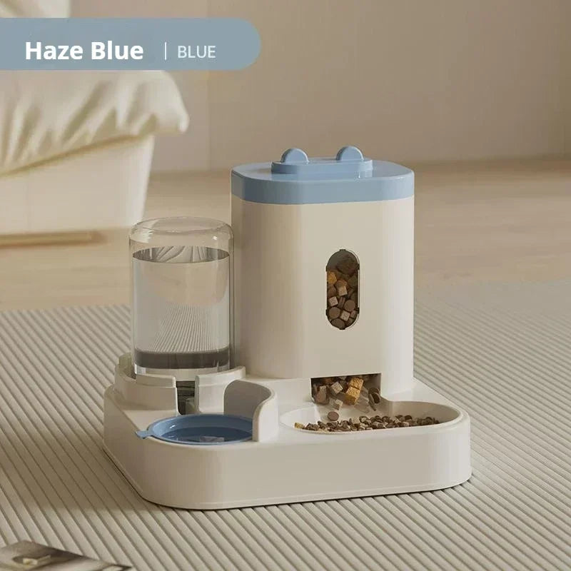 Automatic Pet Feeder and Water Dispenser 2in1 Raised Food Bowl with Water Fountain for Cat Dog Large Capacity Pet Accessories