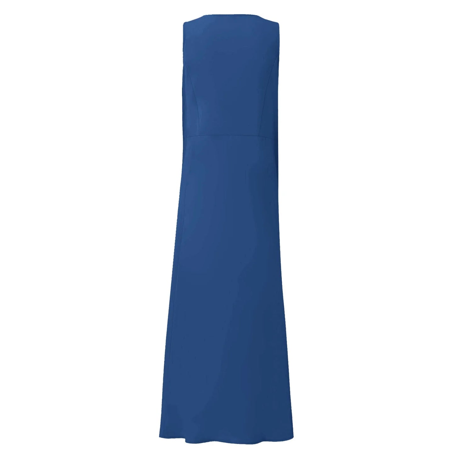 Women Cotton linen dress Fashion Simple beach dresses Solid Color Sleeveless Long skirt With pocket vestidos veranos moda 2024