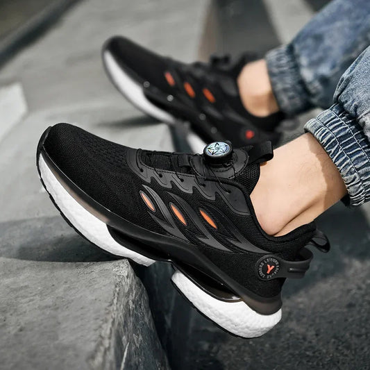 2025 Trendy Chunky Running Shoes New Rotary Buckle Men Women Thick Bottom Jogging Footwear Couple Street Style Male Sneakers
