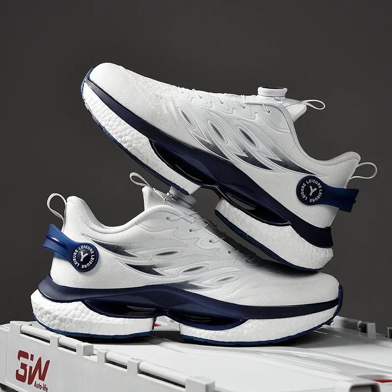 2025 Trendy Chunky Running Shoes New Rotary Buckle Men Women Thick Bottom Jogging Footwear Couple Street Style Male Sneakers