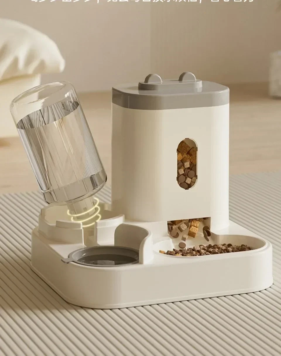 Automatic Pet Feeder and Water Dispenser 2in1 Raised Food Bowl with Water Fountain for Cat Dog Large Capacity Pet Accessories